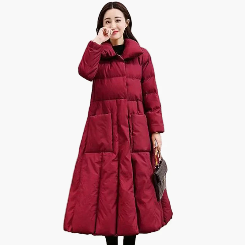 Manteau long femme élégant style doudoune matelassée pour hiver – coupe cintrée chic - Image 5