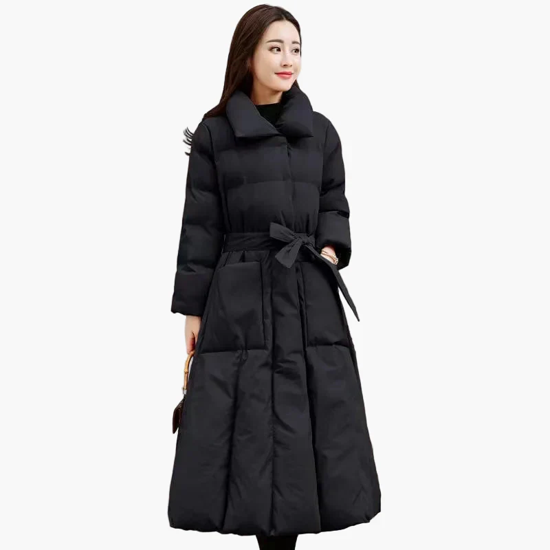 Manteau long femme élégant style doudoune matelassée pour hiver – coupe cintrée chic - Image 6