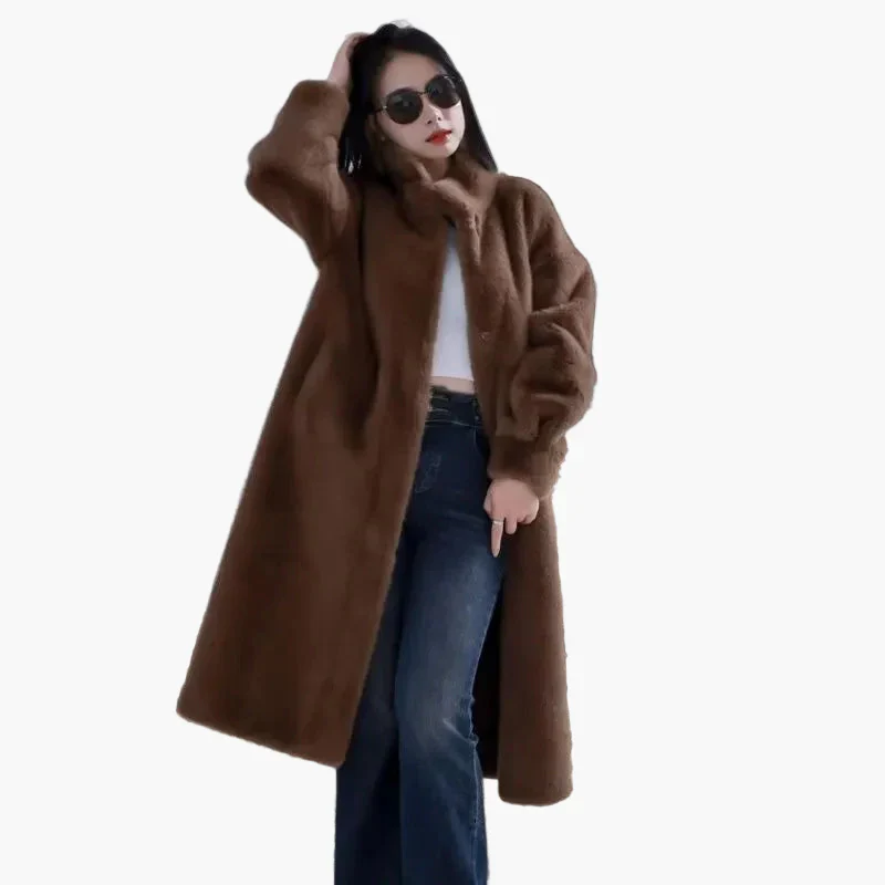 Manteau long femme style cocoon élégant pour hiver, coupe ample, idéal pour un look décontracté chic - Image 2