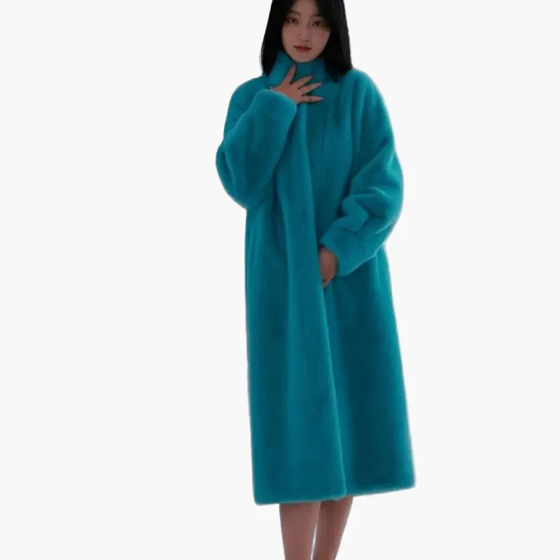 Manteau long femme style cocoon élégant pour hiver, coupe ample, idéal pour un look décontracté chic - Image 3