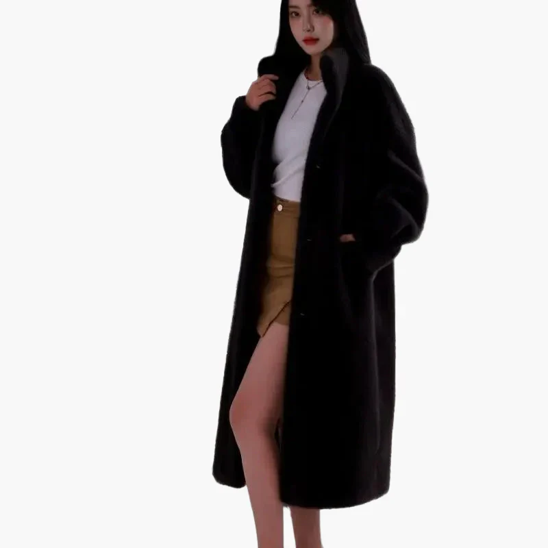 Manteau long femme style cocoon élégant pour hiver, coupe ample, idéal pour un look décontracté chic - Image 4