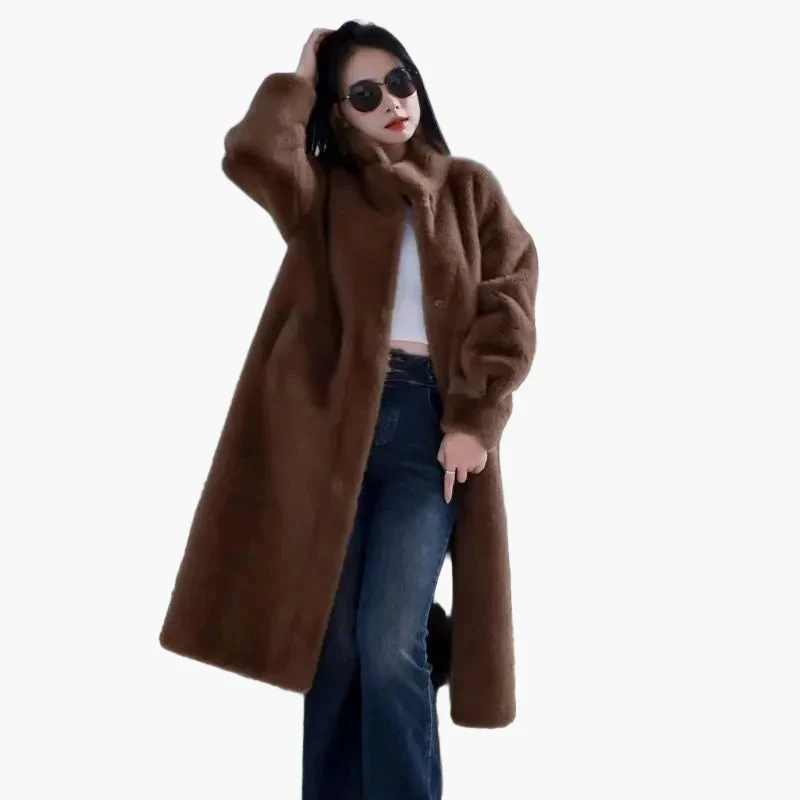 Manteau long femme style cocoon élégant pour hiver, coupe ample, idéal pour un look décontracté chic - Image 8