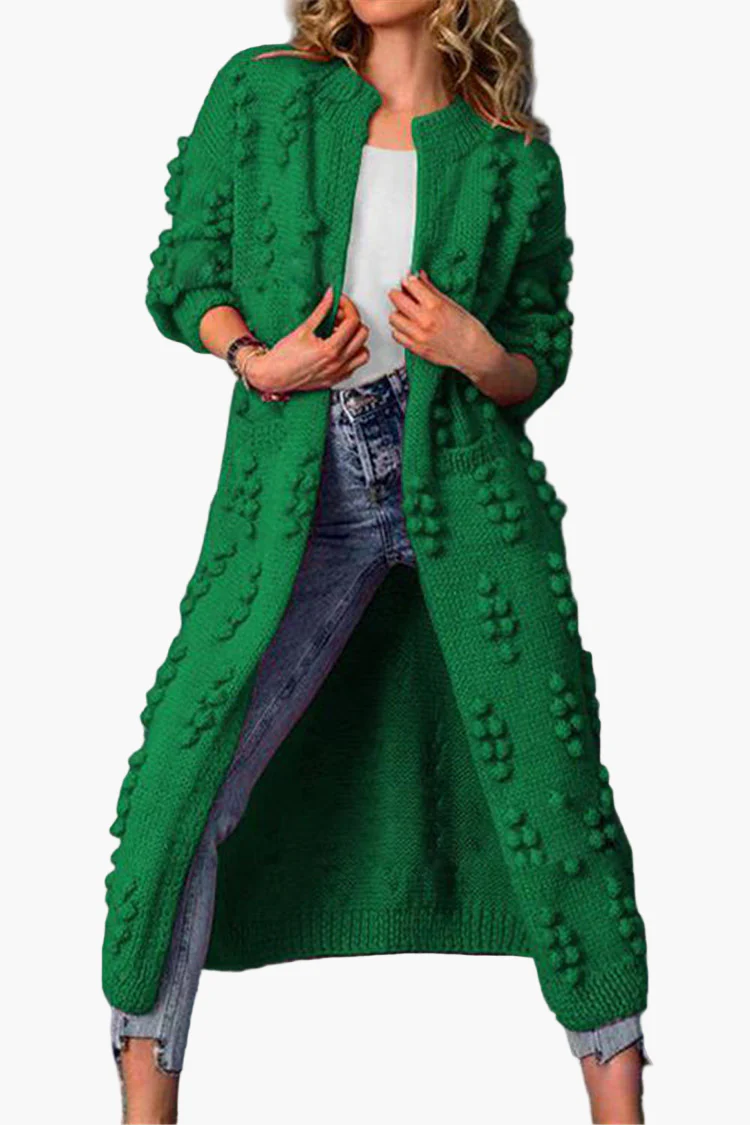 Manteau Long Femme Style Décontracté Tricoté à Motifs Reliefs pour Automne et Hiver - Image 3