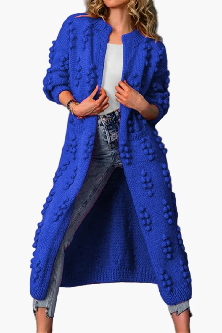 Manteau Long Femme Style Décontracté Tricoté à Motifs Reliefs pour Automne et Hiver - Image 4