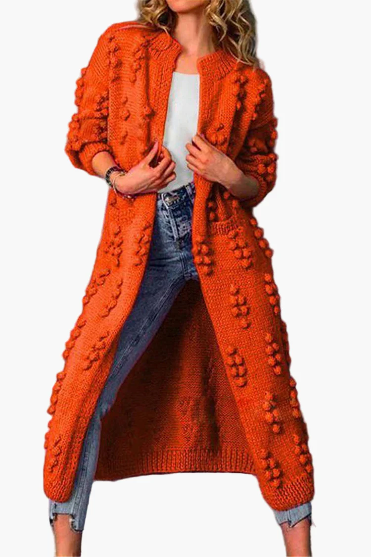 Manteau Long Femme Style Décontracté Tricoté à Motifs Reliefs pour Automne et Hiver - Image 5