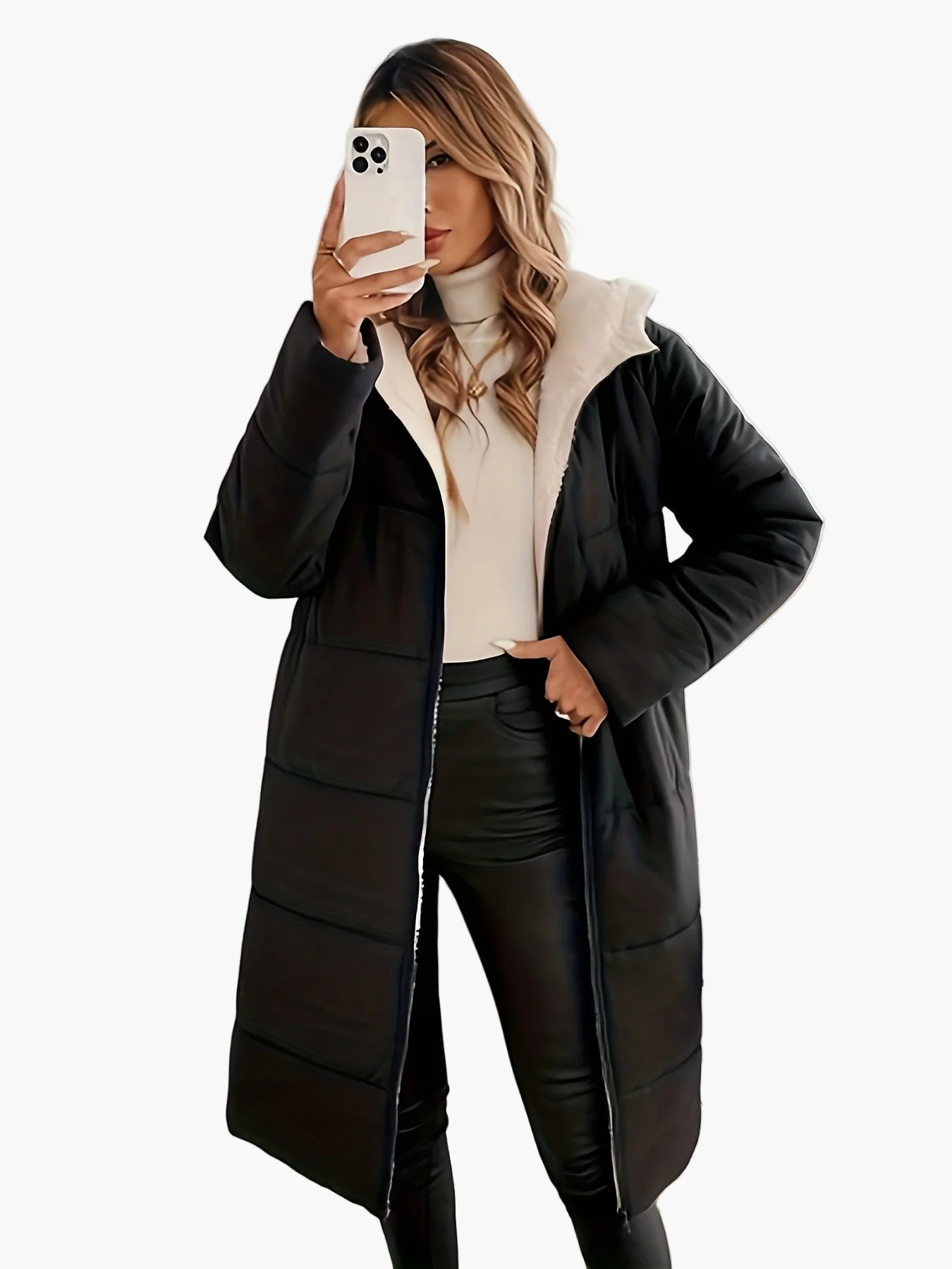 Manteau long d'hiver élégant pour femme – coupe moderne, style urbain, usage quotidien - Image 3