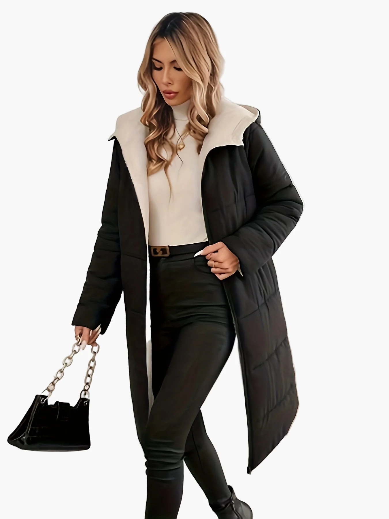Manteau long d'hiver élégant pour femme – coupe moderne, style urbain, usage quotidien - Image 4