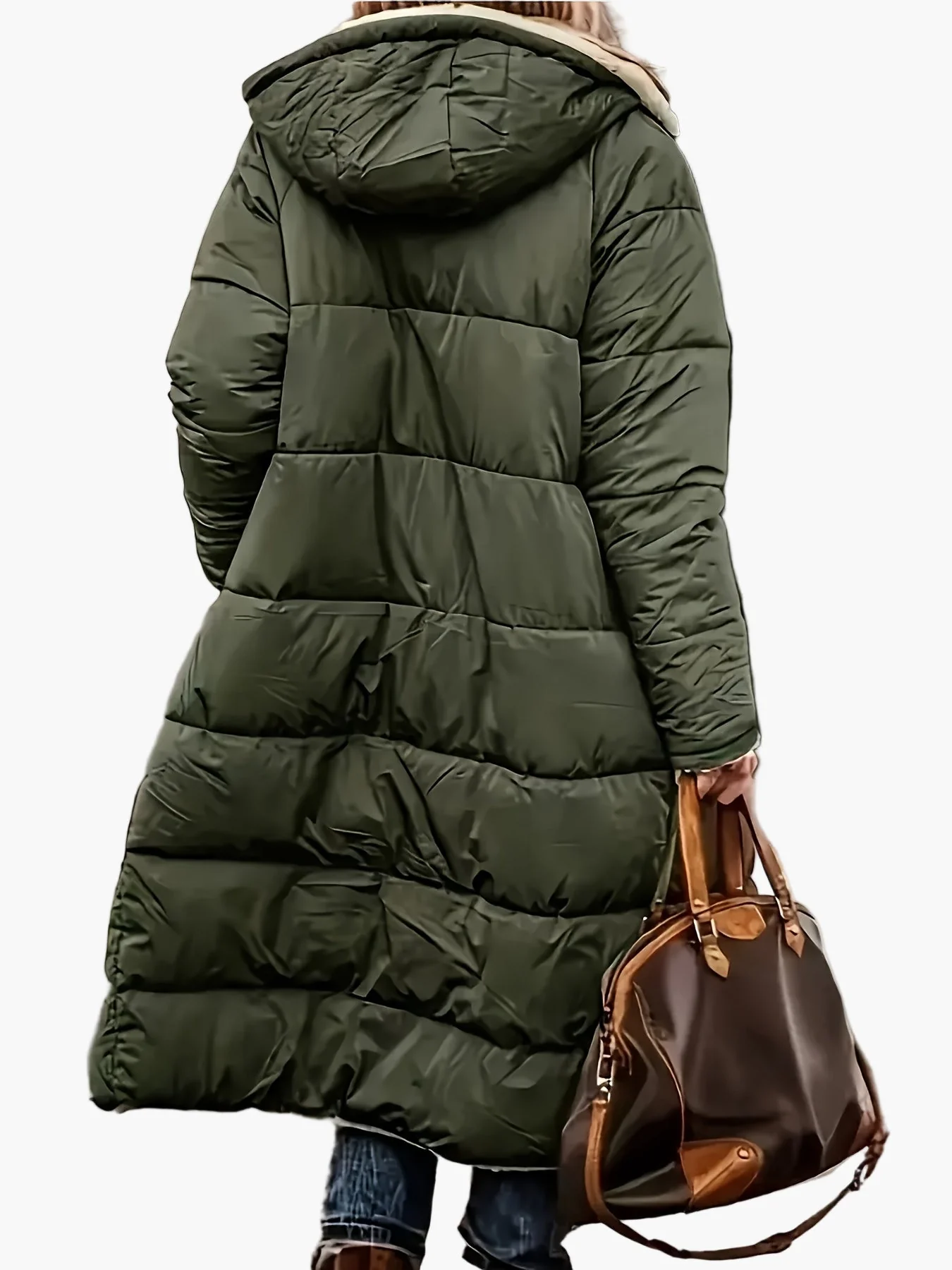 Manteau long d'hiver femme style décontracté avec capuche et doublure chaude, idéal pour les voyages et le quotidien - Image 5