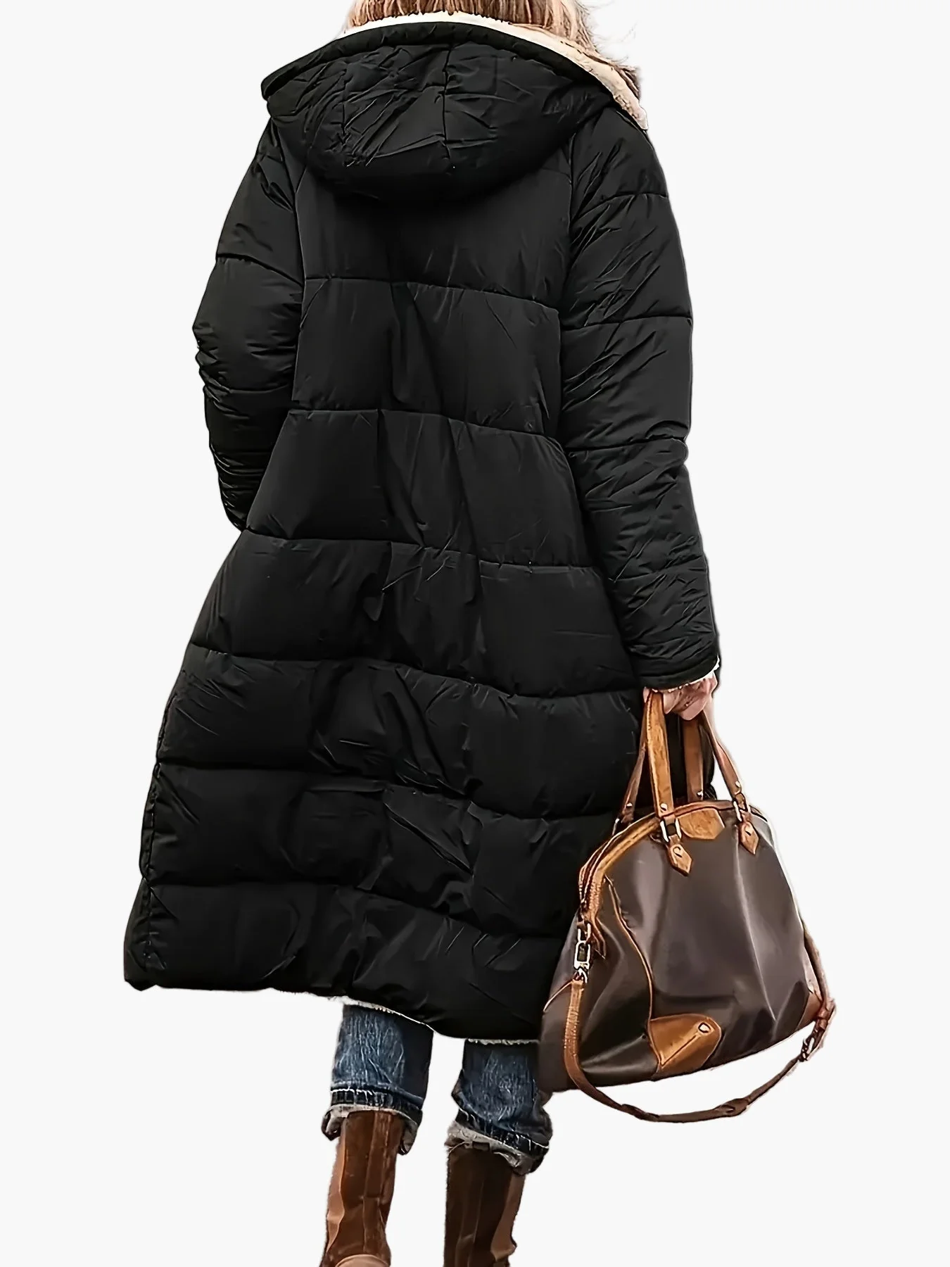 Manteau long d'hiver femme style décontracté avec capuche et doublure chaude, idéal pour les voyages et le quotidien - Image 6