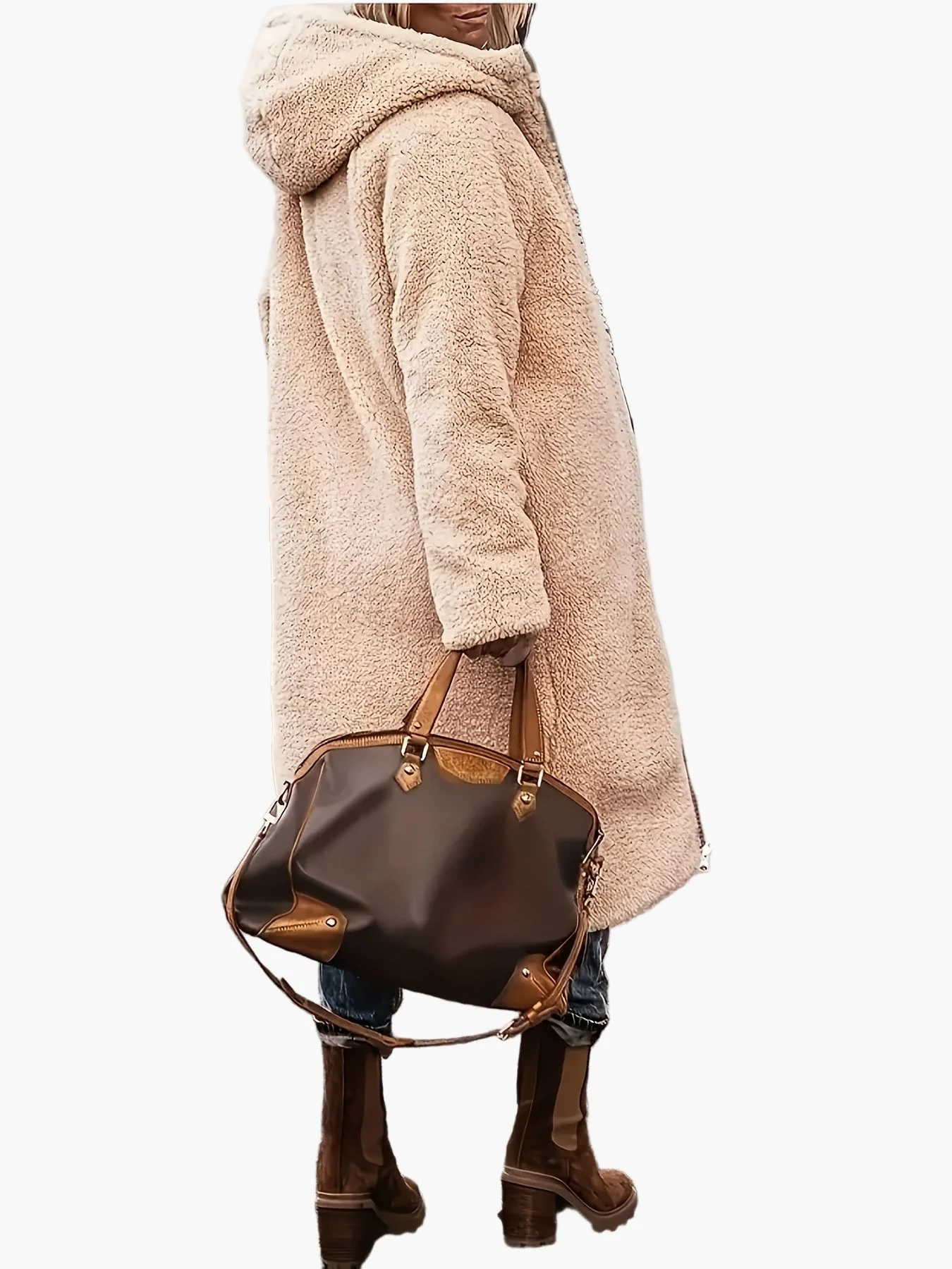 Manteau long d'hiver femme style décontracté avec capuche et doublure chaude, idéal pour les voyages et le quotidien - Image 7