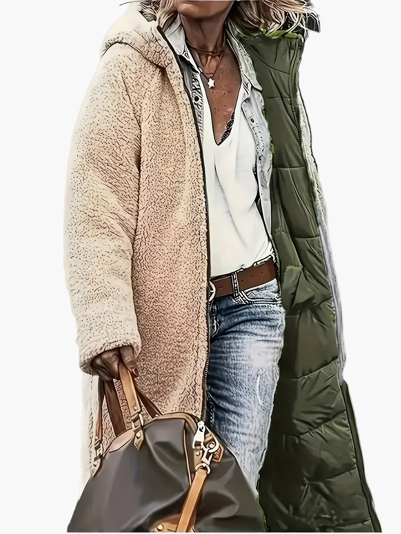 Manteau long d'hiver femme style décontracté avec capuche et doublure chaude, idéal pour les voyages et le quotidien - Image 8