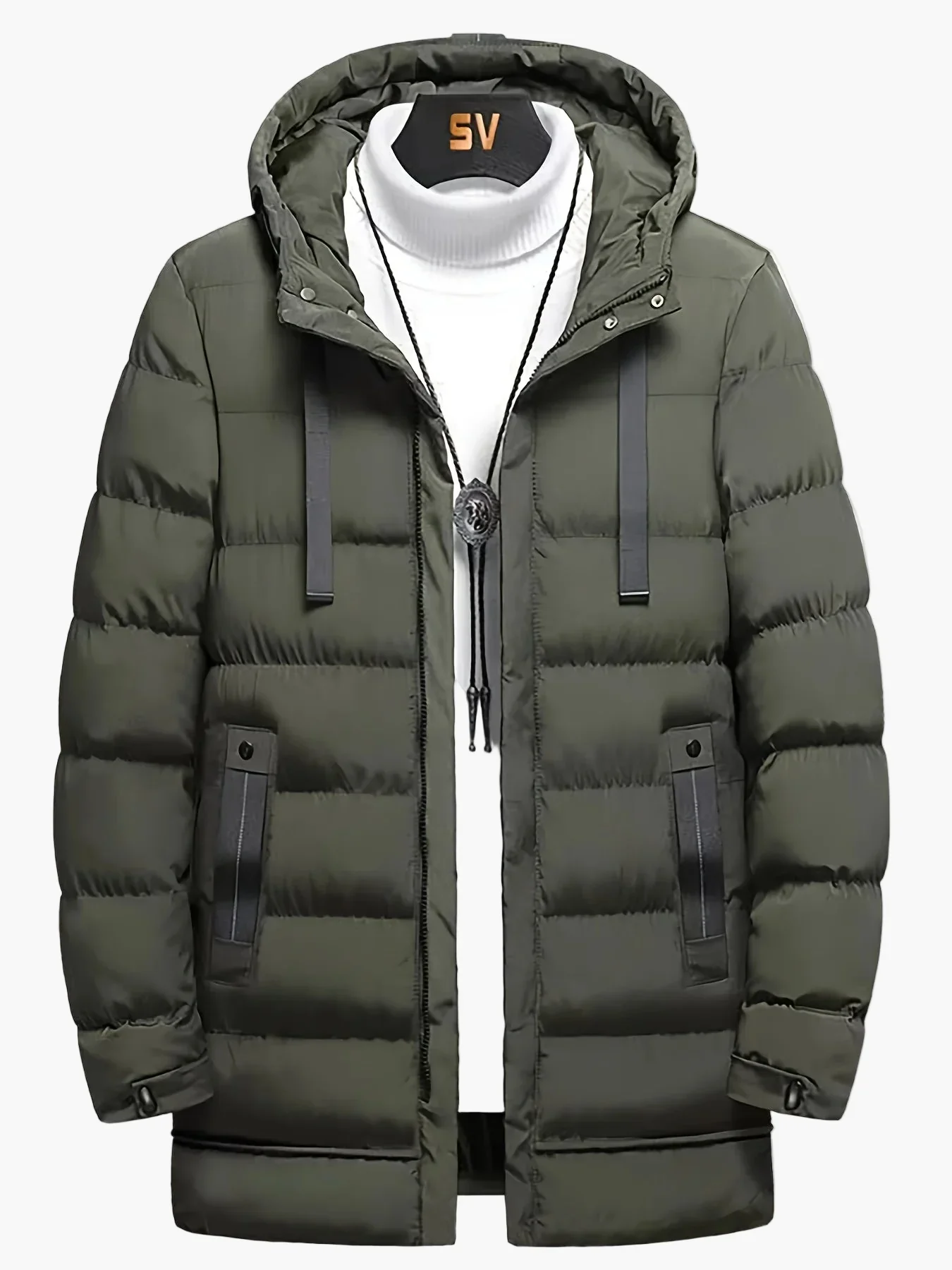 Manteau long d'hiver homme style parka urbaine polyvalente pour usage quotidien et activités extérieures - Image 8