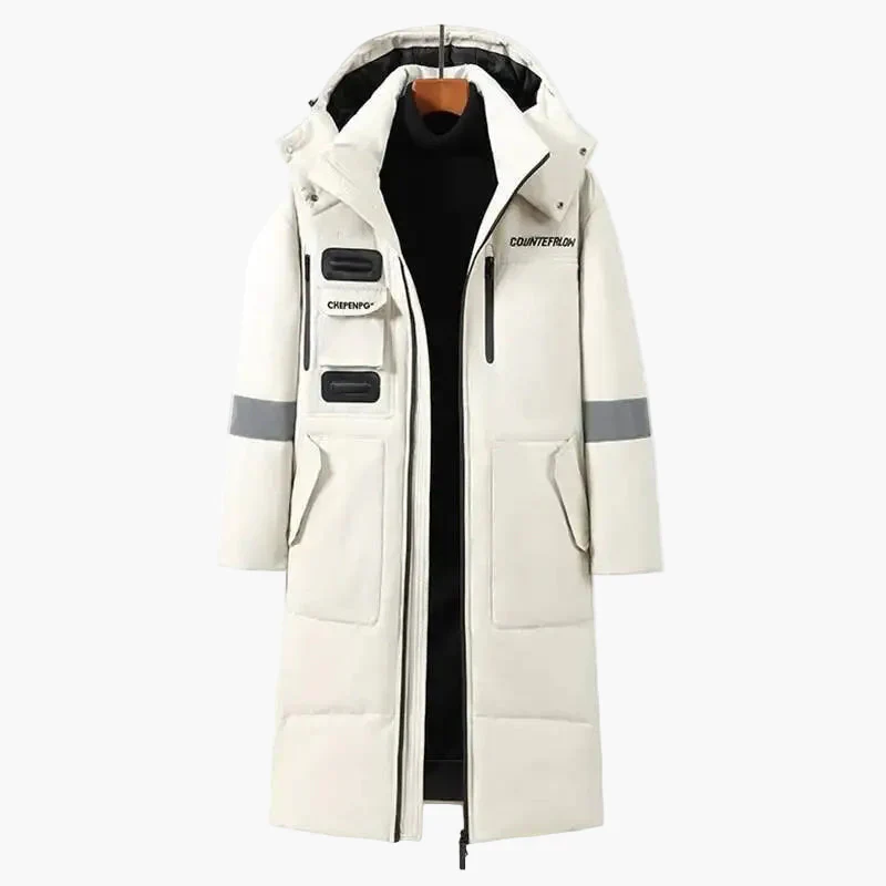 Manteau Long Homme Style Urbain Hiver Coupe-Vent à Capuche - Image 3