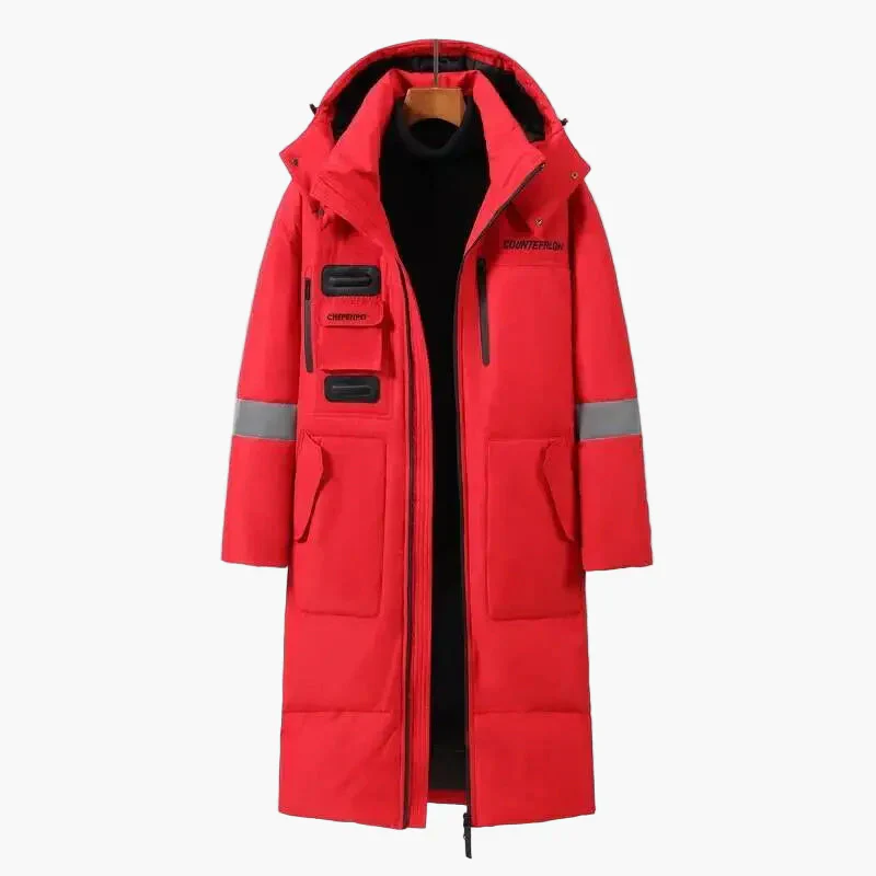 Manteau Long Homme Style Urbain Hiver Coupe-Vent à Capuche - Image 4