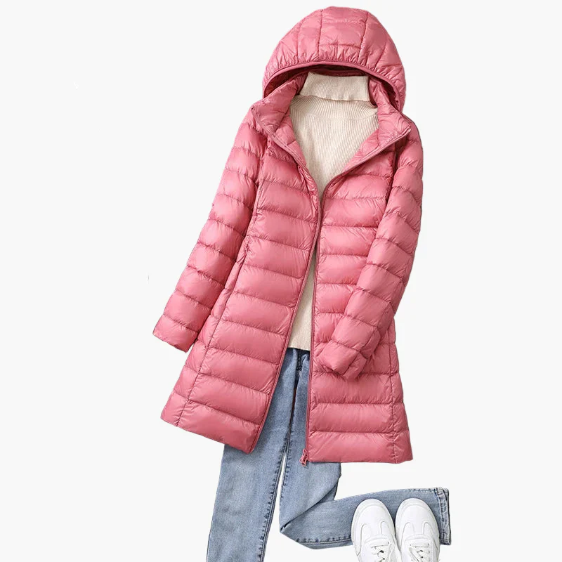 Manteau long matelassé à capuche pour femme, style décontracté, idéal pour l'hiver - Image 3