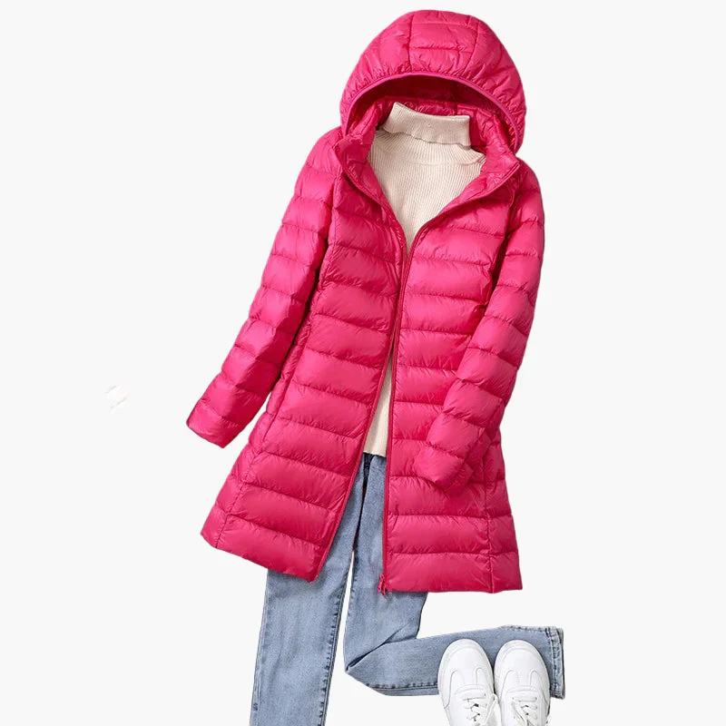 Manteau long matelassé à capuche pour femme, style décontracté, idéal pour l'hiver - Image 4