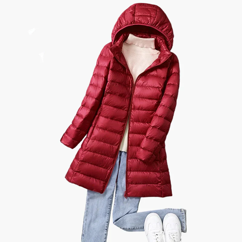 Manteau long matelassé à capuche pour femme, style décontracté, idéal pour l'hiver - Image 7