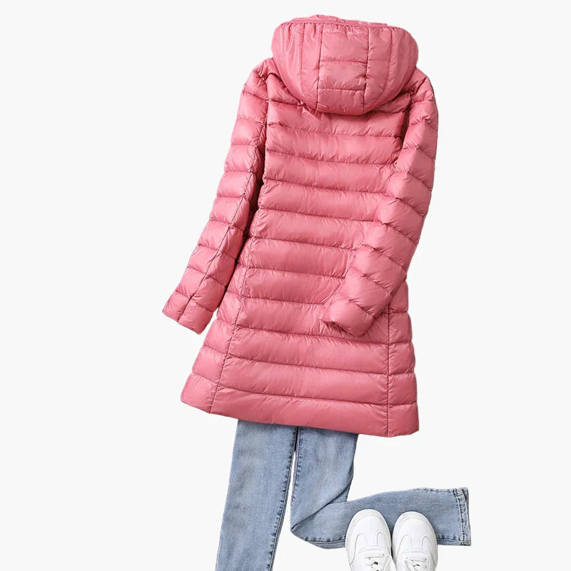 Manteau long matelassé à capuche pour femme, style décontracté, idéal pour l'hiver - Image 8