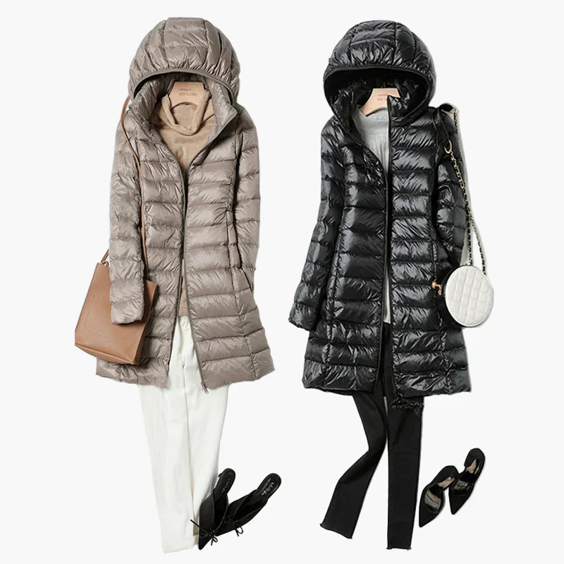 Manteau long matelassé à capuche pour femme, style décontracté, idéal pour l'hiver - Image 9