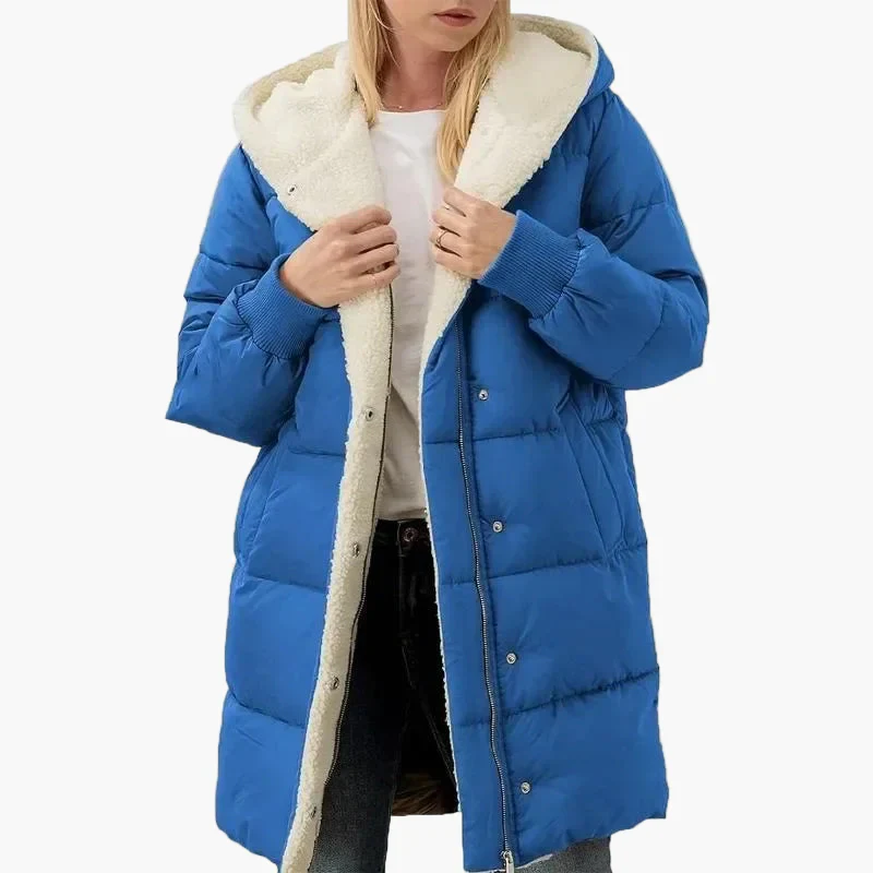 Manteau long matelassé à capuche pour femme – Style hivernal décontracté et élégant - Image 10