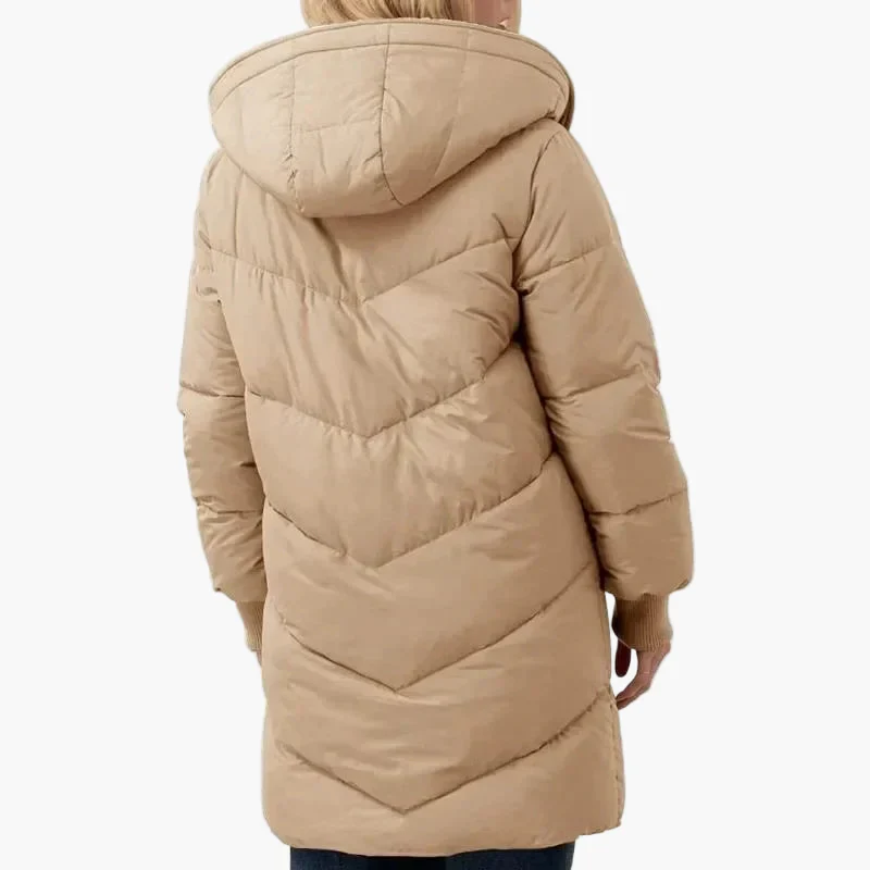 Manteau long matelassé à capuche pour femme – Style hivernal décontracté et élégant - Image 11