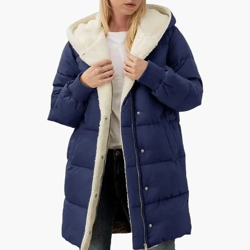 Manteau long matelassé à capuche pour femme – Style hivernal décontracté et élégant - Image 6