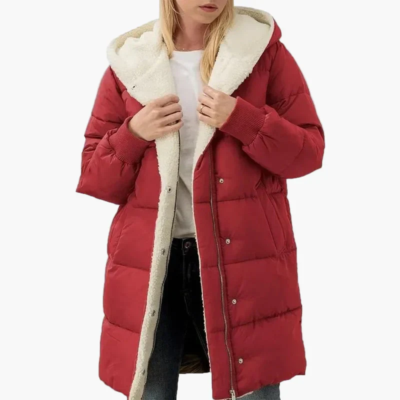 Manteau long matelassé à capuche pour femme – Style hivernal décontracté et élégant - Image 7