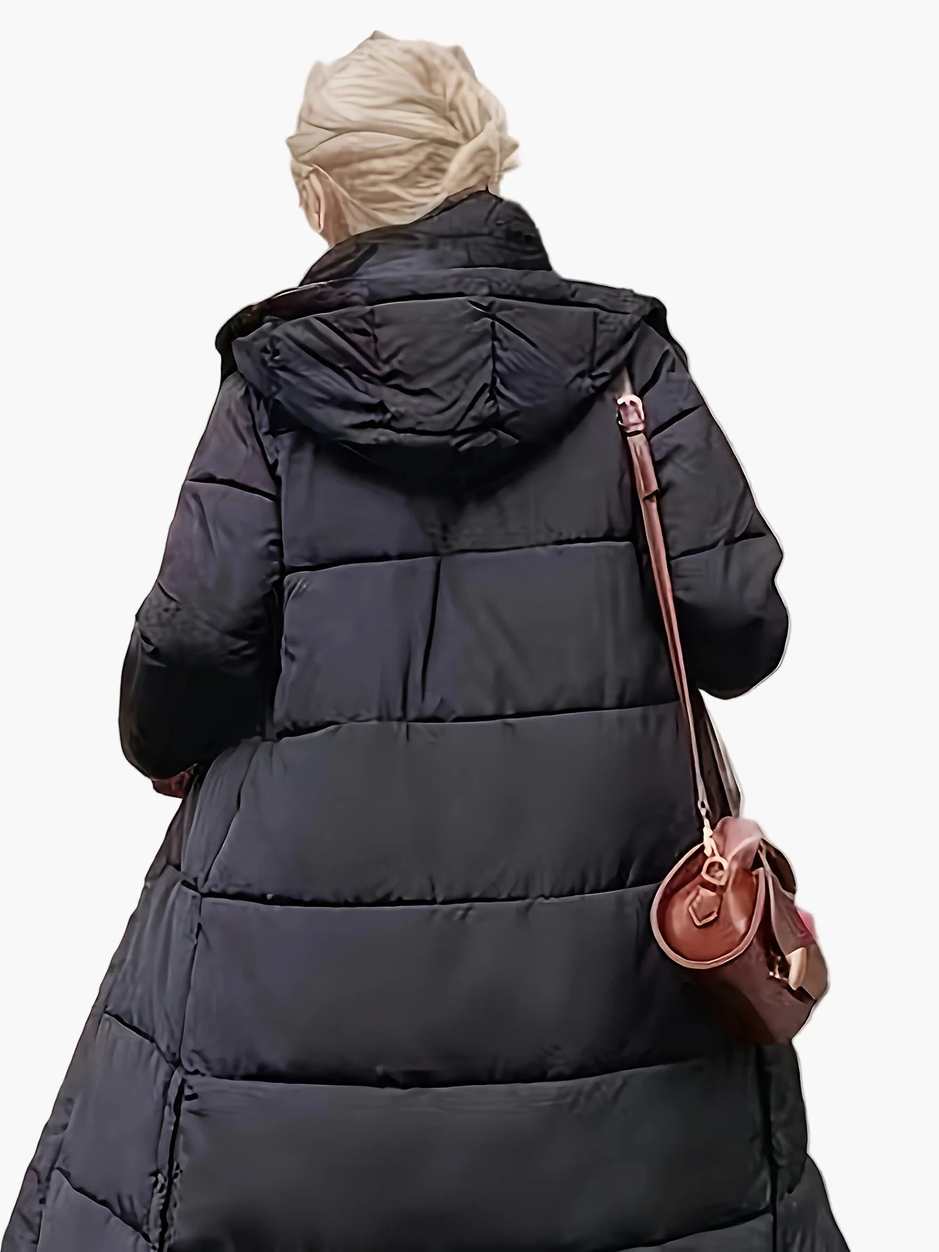 Manteau long matelassé à capuche pour femme, style élégant hiver, usage urbain et décontracté - Image 6