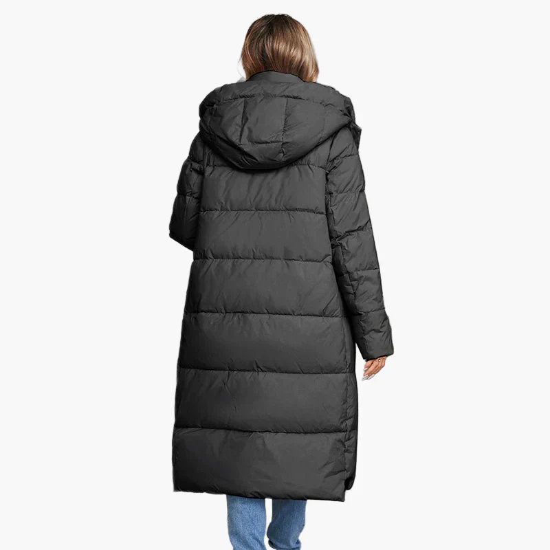 Manteau long matelassé à capuche pour femme, style urbain hiver - Image 5