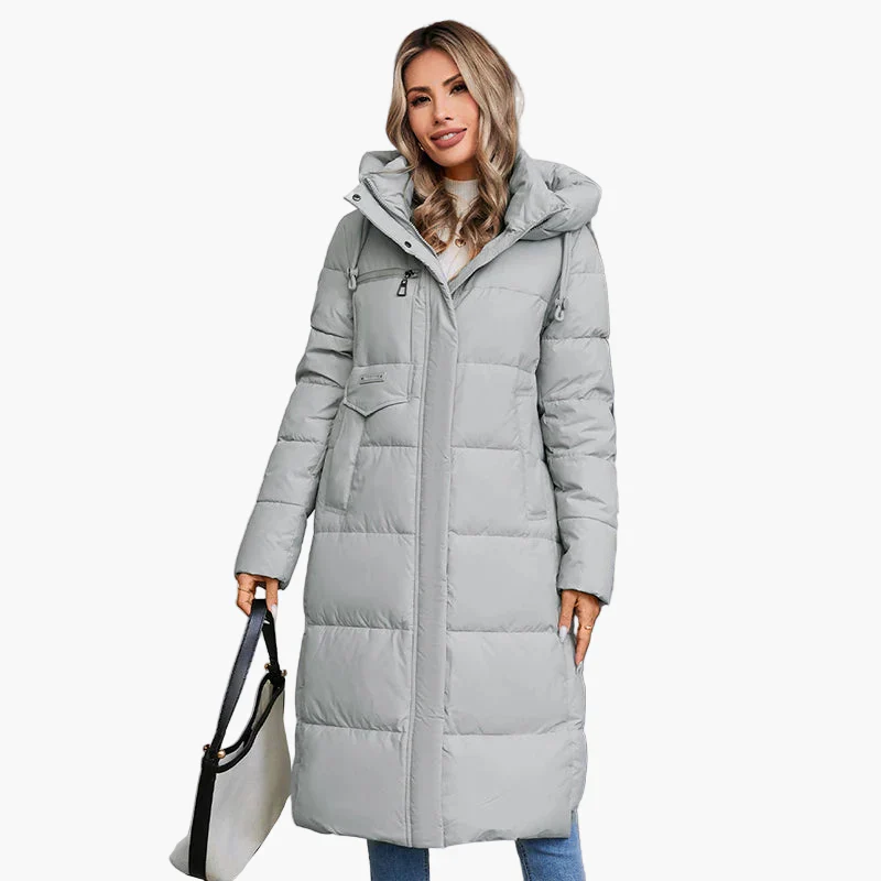 Manteau long matelassé à capuche pour femme, style urbain hiver - Image 7