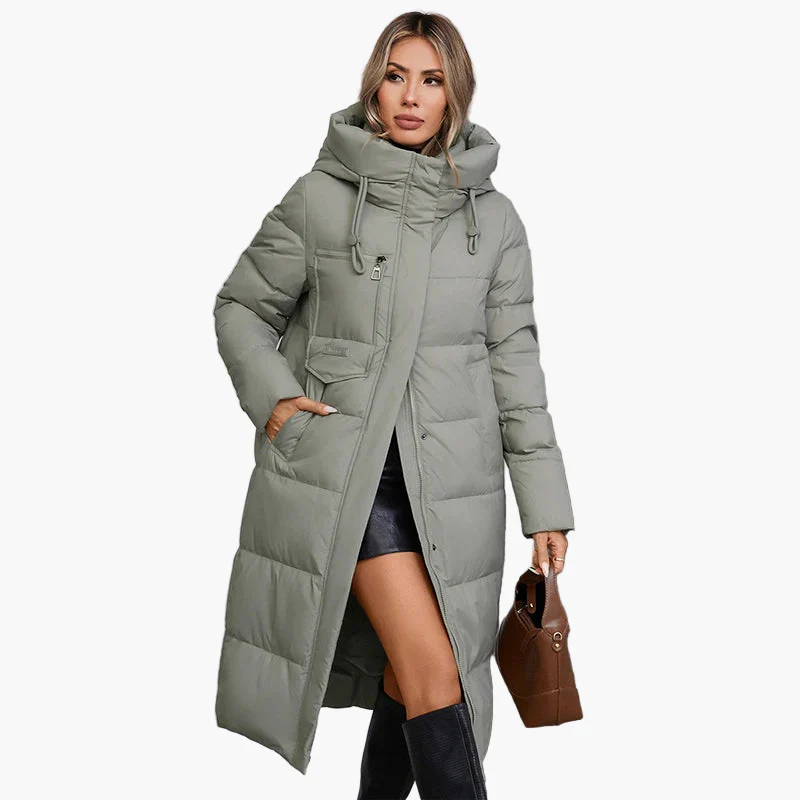 Manteau long matelassé à capuche pour femme, style urbain hiver - Image 8