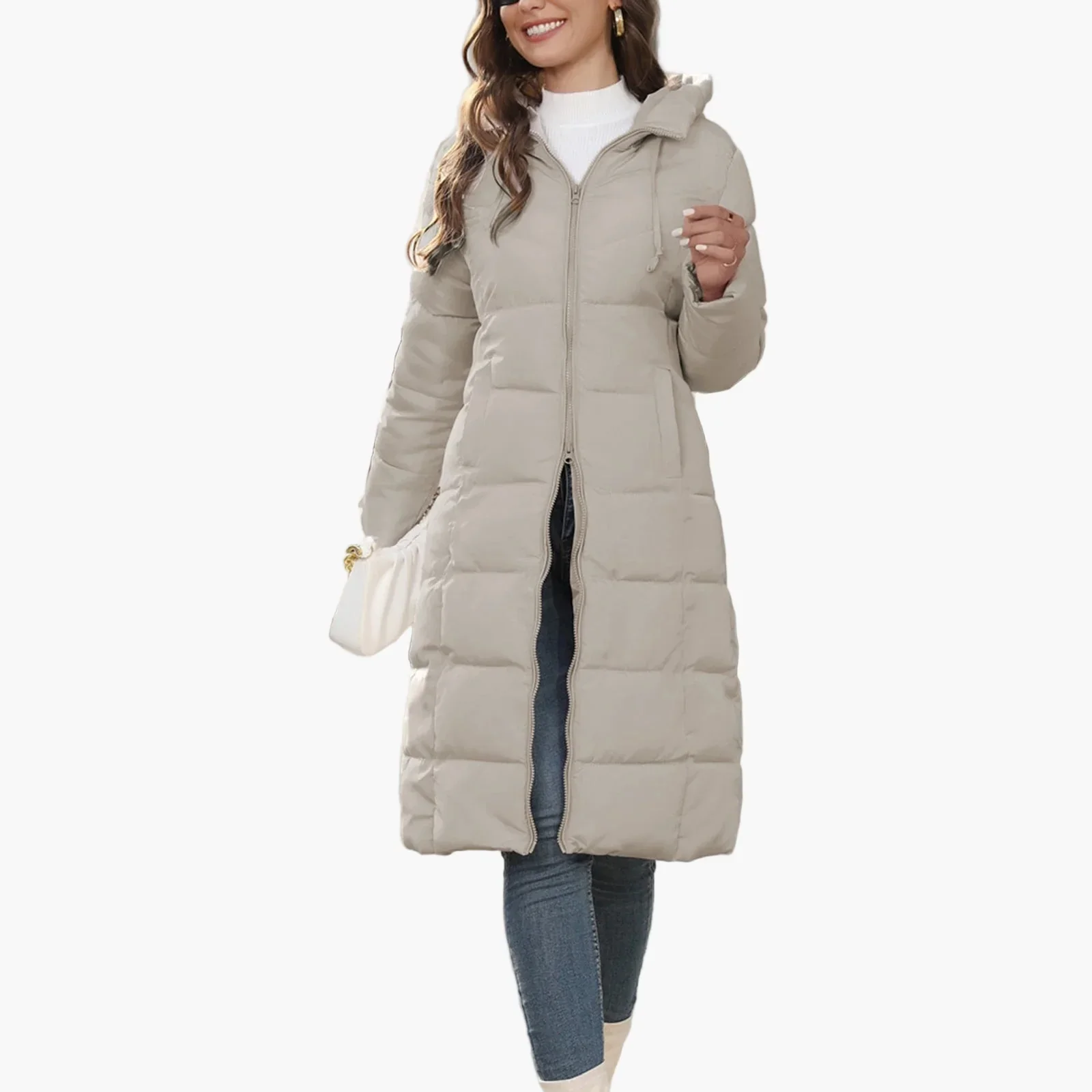 Manteau long matelassé femme à capuche – Doudoune chaude style urbain hiver - Image 4