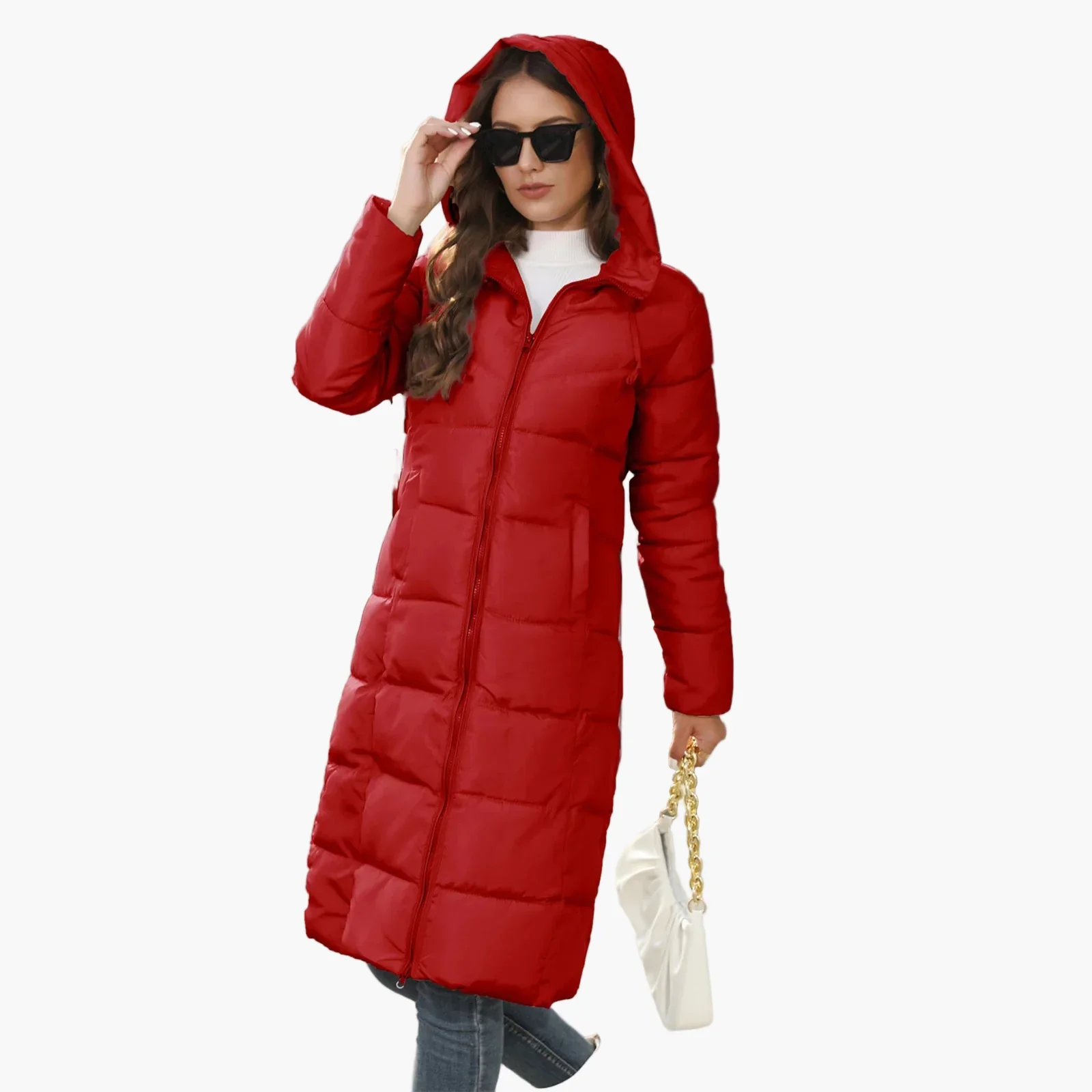 Manteau long matelassé femme à capuche – Doudoune chaude style urbain hiver - Image 6