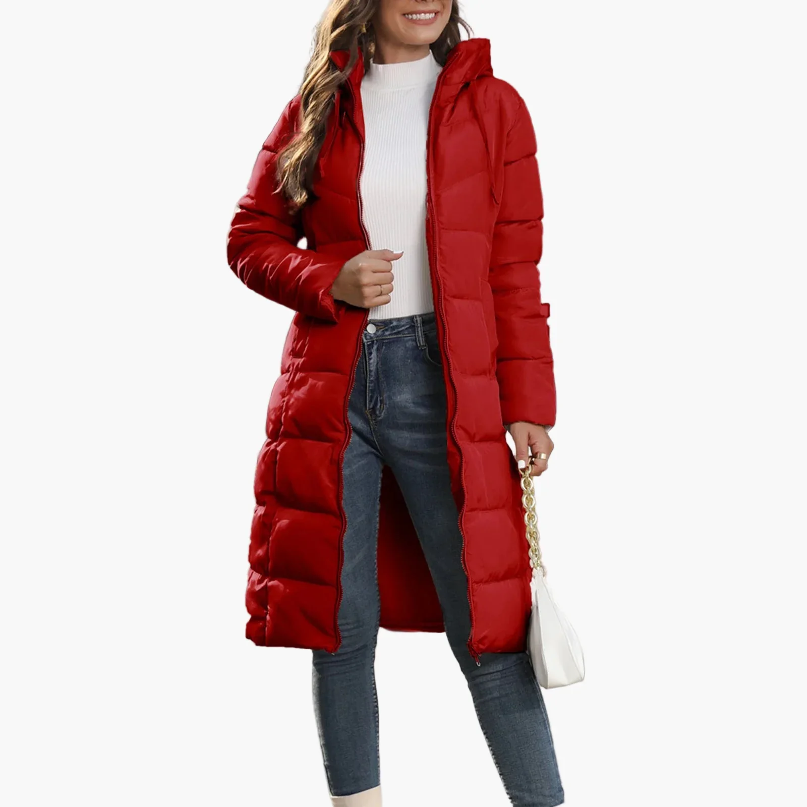 Manteau long matelassé femme à capuche – Doudoune chaude style urbain hiver - Image 7