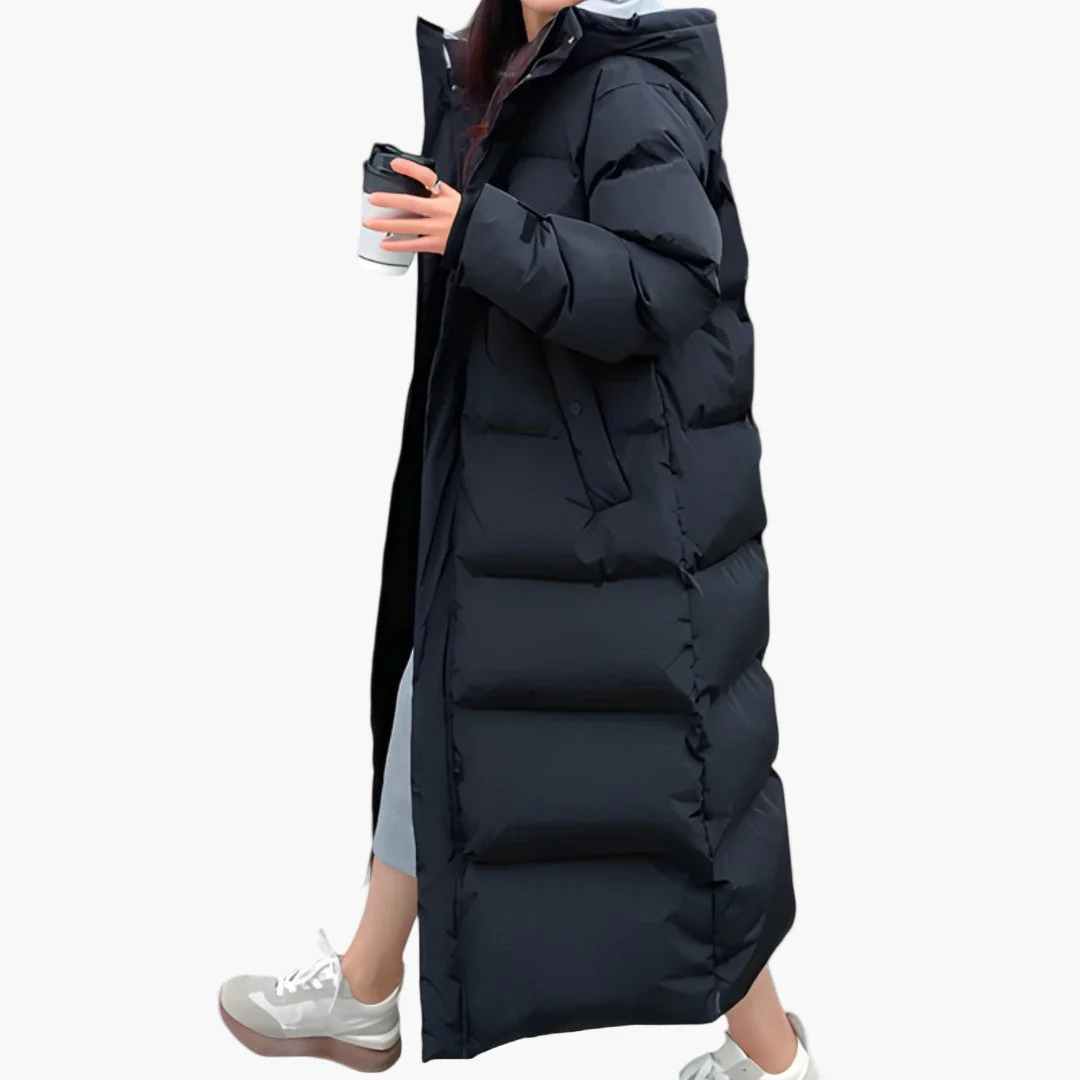 Manteau Long Matelassé d’Hiver Femme Style Puffer avec Capuche, Mode et Protection Quotidienne - Image 2