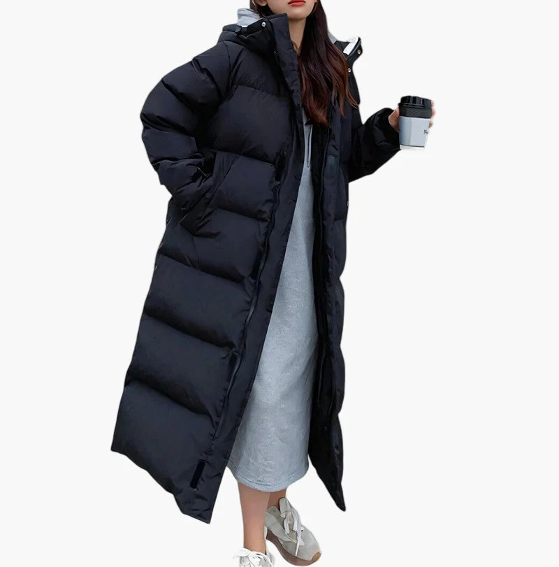 Manteau Long Matelassé d’Hiver Femme Style Puffer avec Capuche, Mode et Protection Quotidienne - Image 3