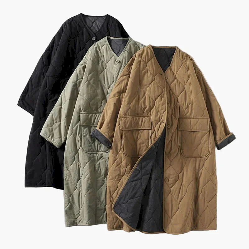Manteau matelassé ample style japonais pour femme – Élégance décontractée automne-hiver - Image 4