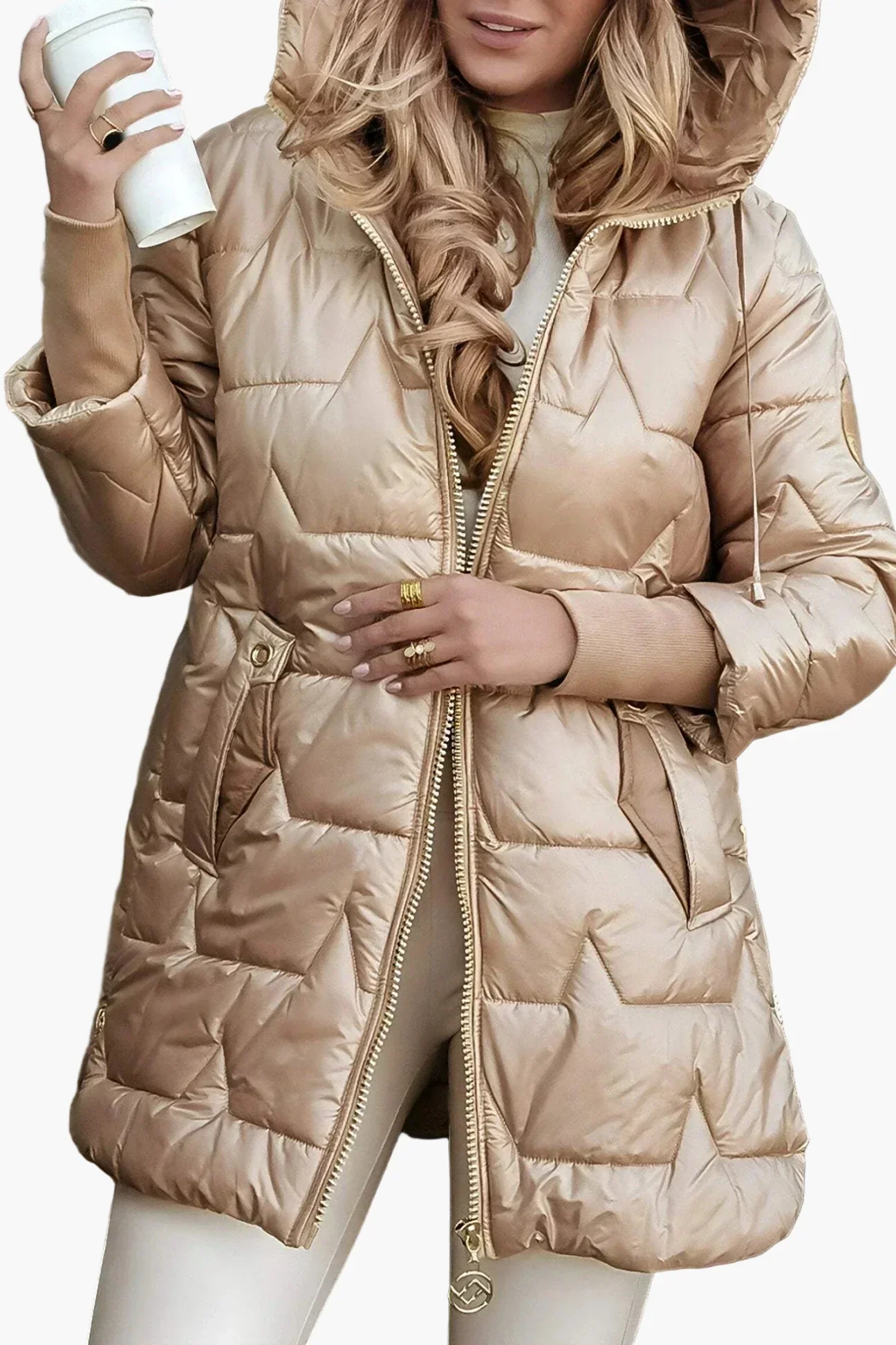 Manteau matelassé à capuche style urbain pour femme – Idéal pour l'automne et l'hiver - Image 2