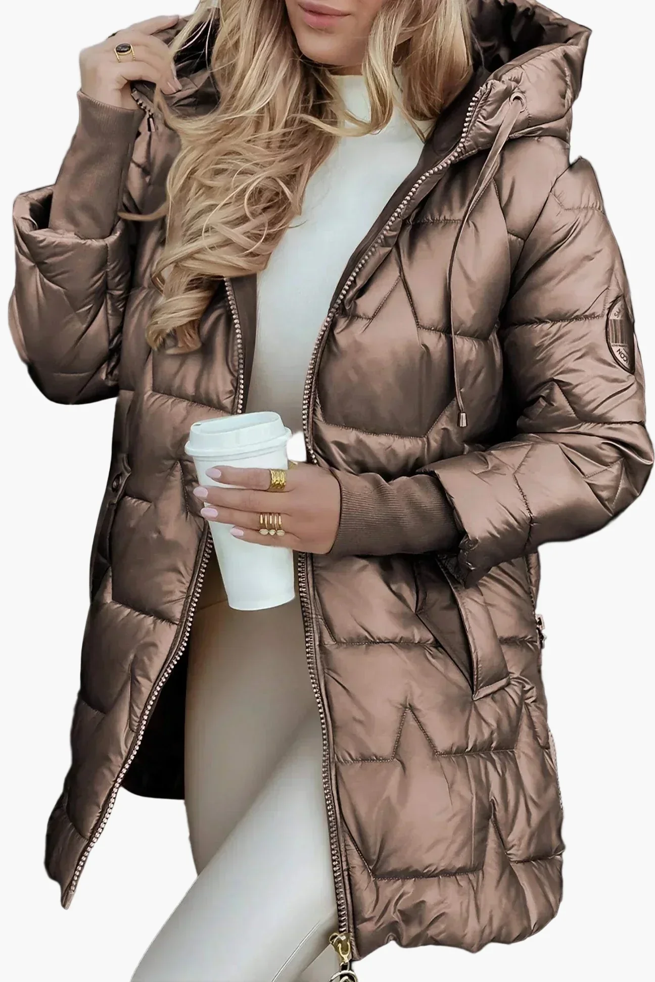 Manteau matelassé à capuche style urbain pour femme – Idéal pour l'automne et l'hiver - Image 4