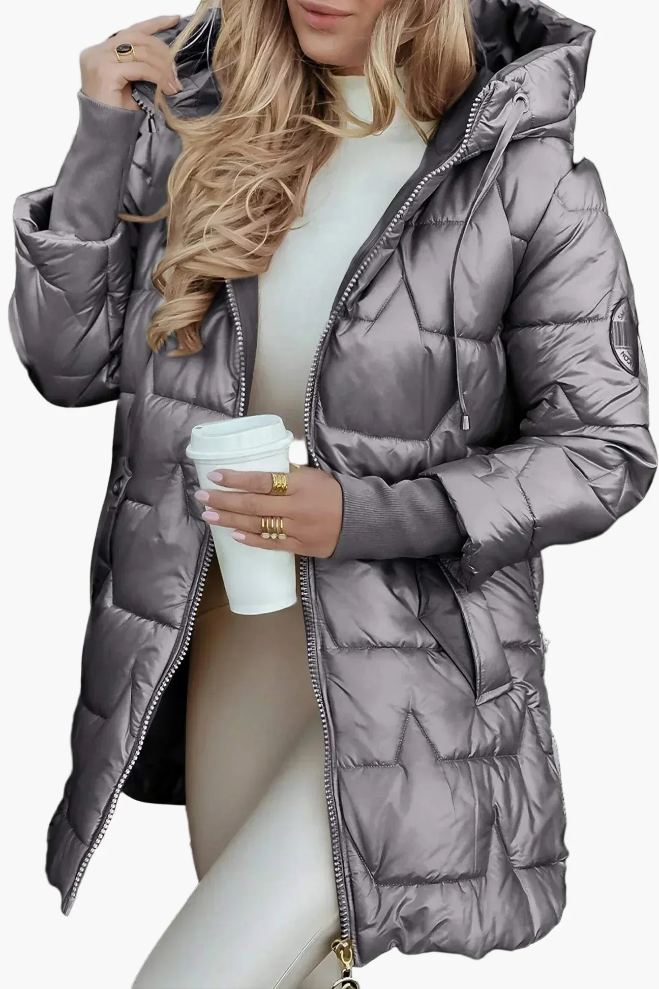 Manteau matelassé à capuche style urbain pour femme – Idéal pour l'automne et l'hiver - Image 5