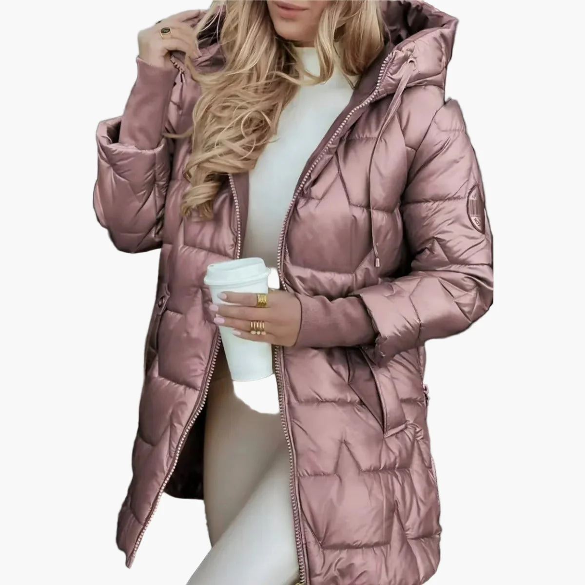Manteau matelassé à capuche style urbain pour femme – Idéal pour l'automne et l'hiver - Image 6
