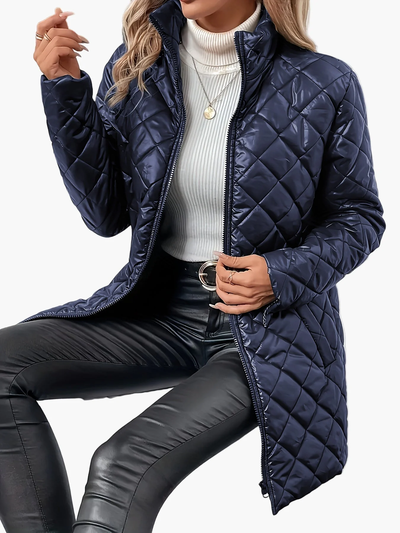 Manteau matelassé long femme style urbain chic pour l'hiver - Image 2
