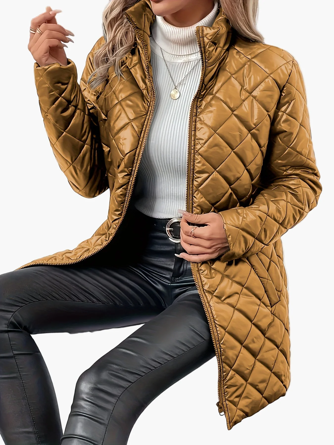 Manteau matelassé long femme style urbain chic pour l'hiver - Image 4