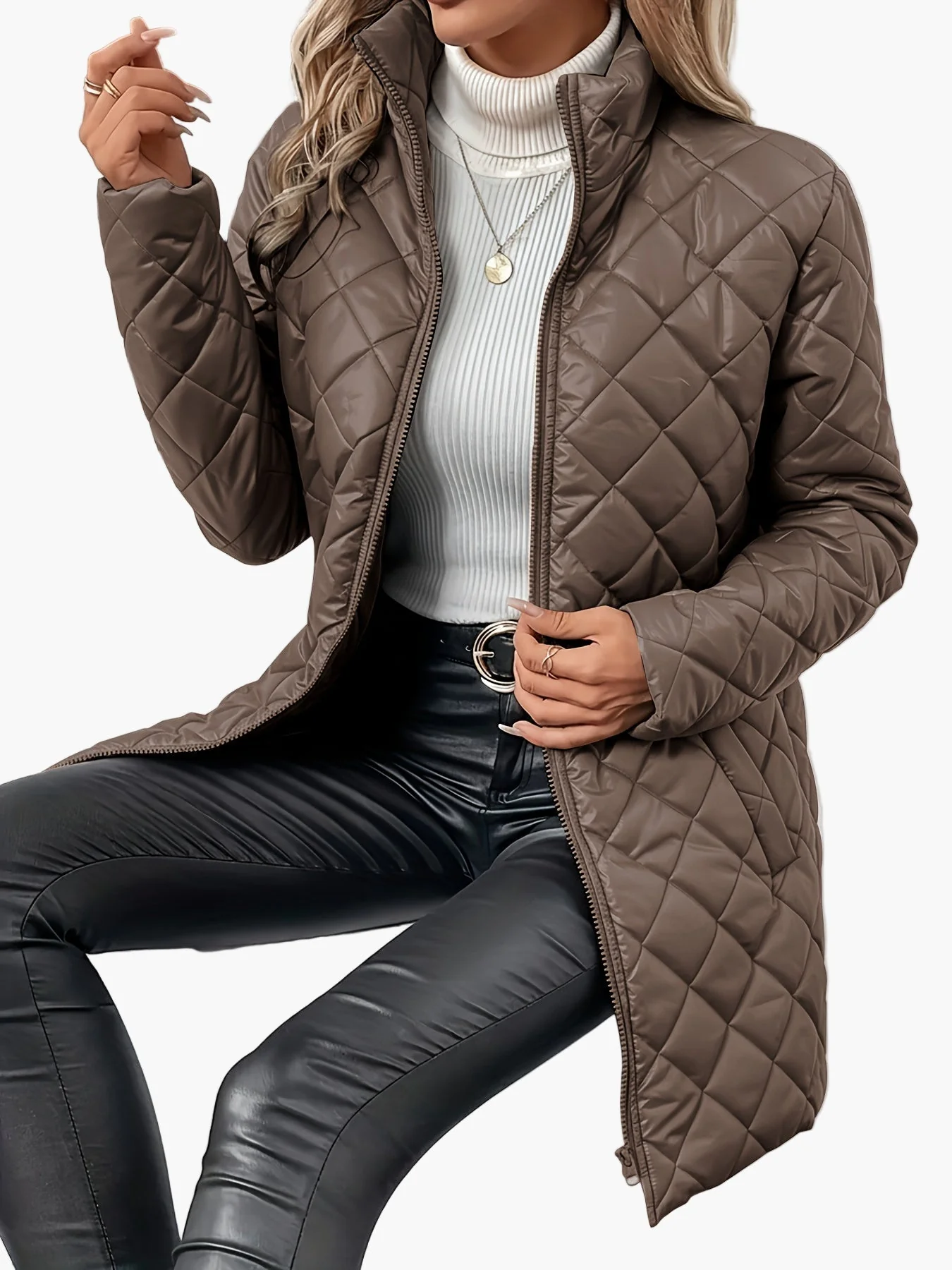 Manteau matelassé long femme style urbain chic pour l'hiver - Image 5