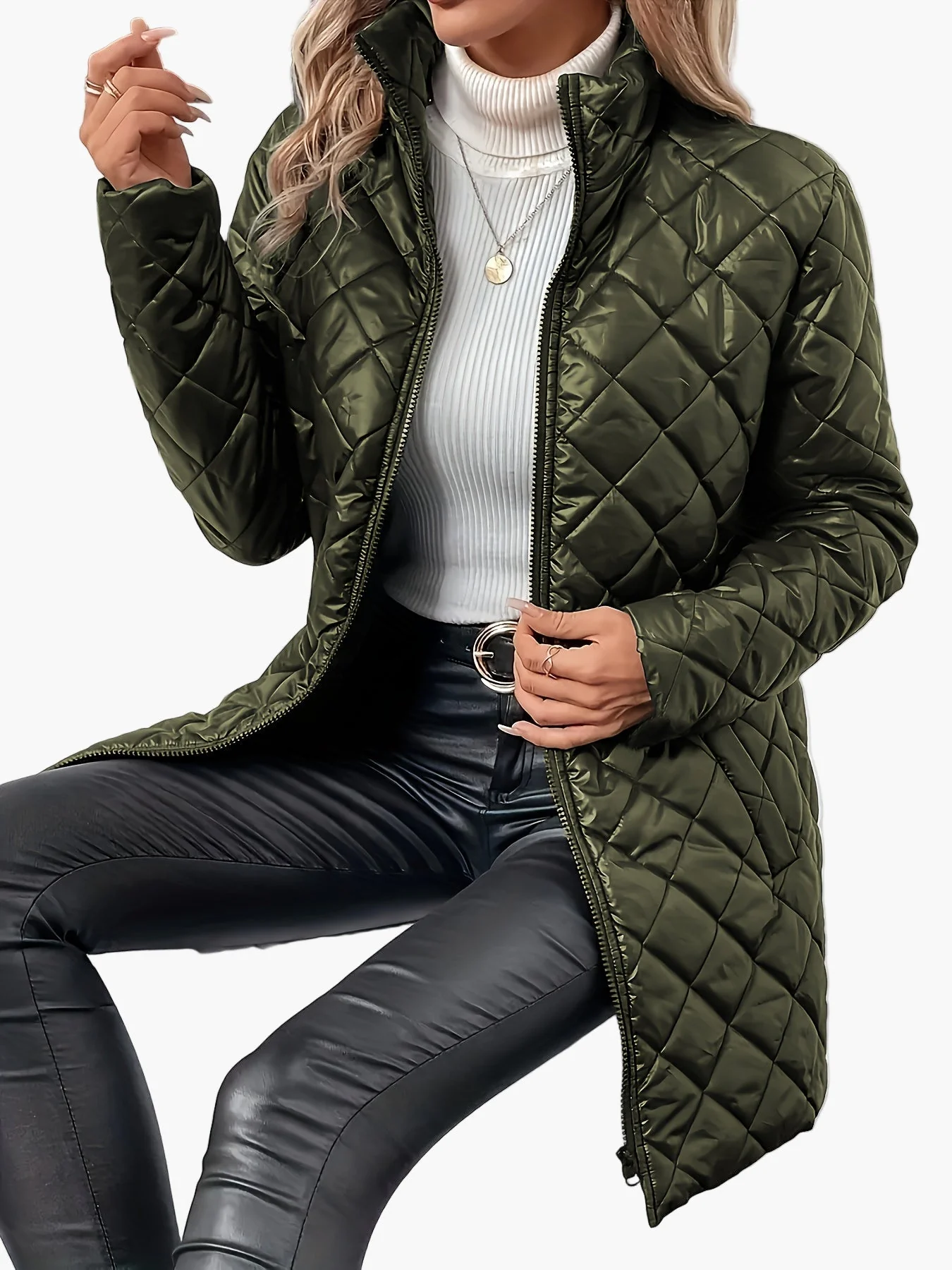Manteau matelassé long femme style urbain chic pour l'hiver - Image 6