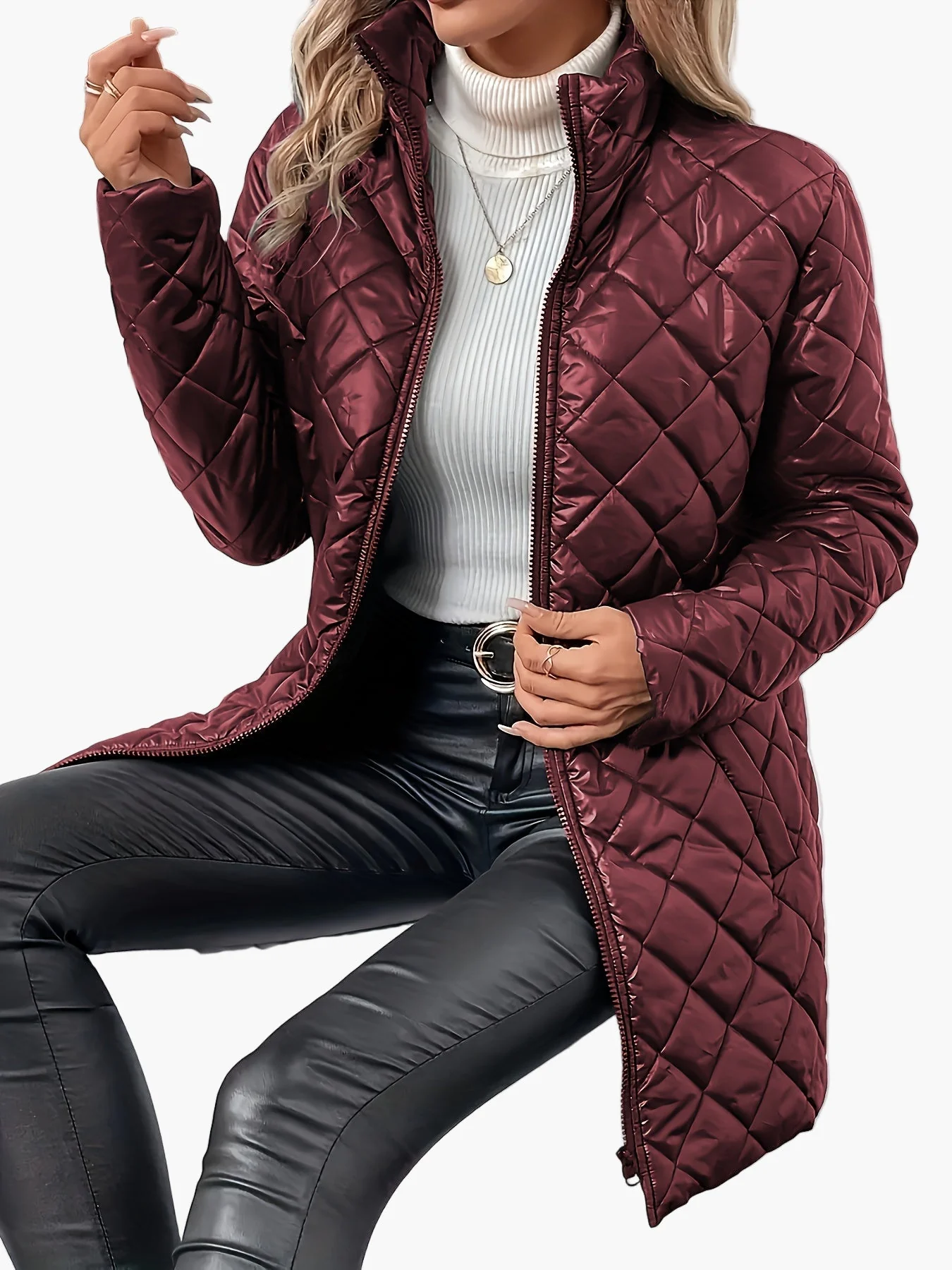 Manteau matelassé long femme style urbain chic pour l'hiver - Image 7
