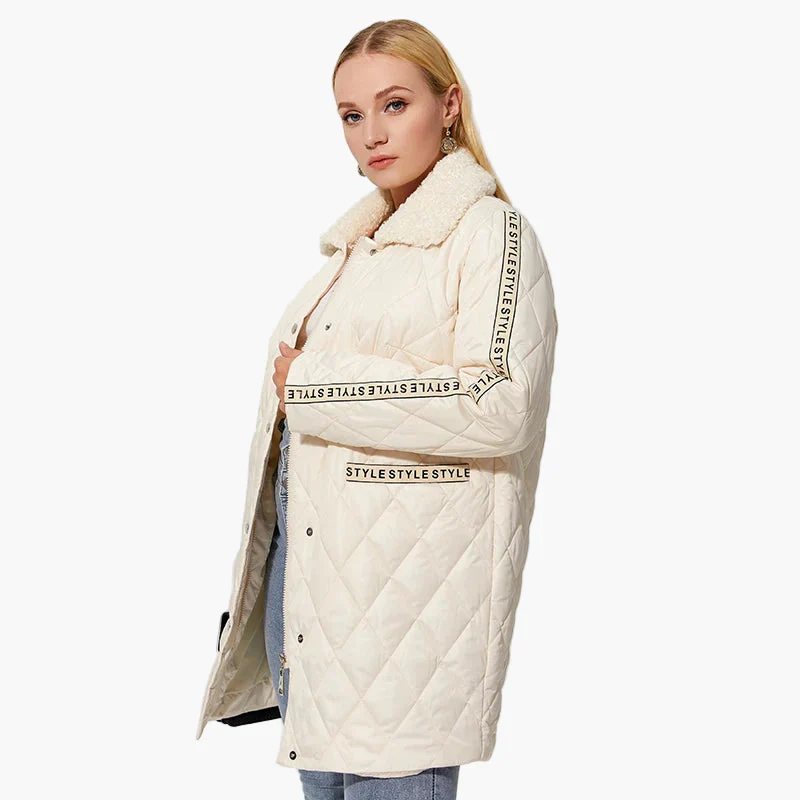 Manteau matelassé style décontracté pour femme avec col effet fourrure et détails tendance - Image 2