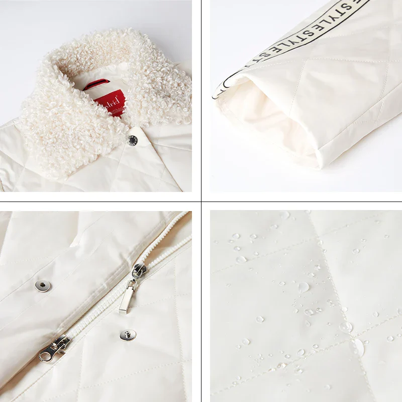 Manteau matelassé style décontracté pour femme avec col effet fourrure et détails tendance - Image 5