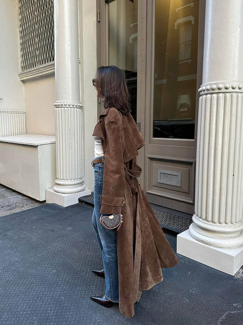 Manteau trench long style urbain pour femme - Image 3