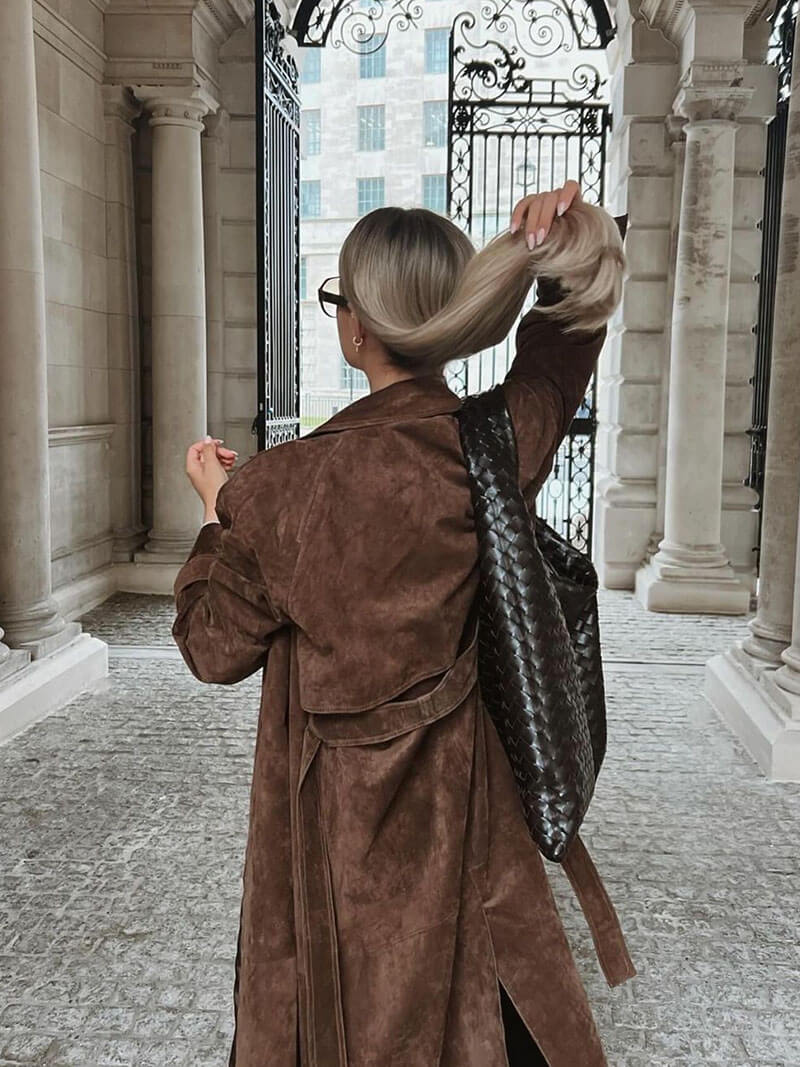 Manteau trench long style urbain pour femme - Image 4